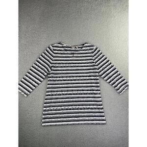 Chicos 3/4 Sleeve Tunic Sheer Blouse Striped Shirt Top Womens Size 0 (S)